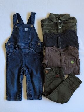 L&P APPAREL & GAP | 5pc Earthy & French Boutique Capsule Outfit Lot Set | 6-12M